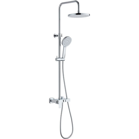 Edouard Rousseau – Colonne de Douche Mécanique BUTO Chromée – Tête Ø 230 mm – Douchette 3 Jets – Bras Télescopique et Rotatif – Flexible 1,50 m