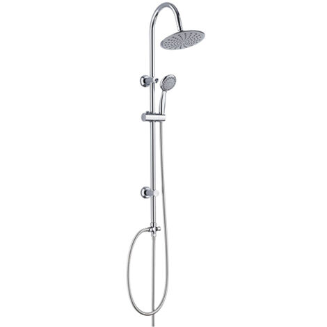Edouard Rousseau – Colonne de douche sans robinetterie DUNEDIN – Finition chromée – Tête orientable Ø 200 mm – Douchette 5 jets – Flexible inox 1,50 m