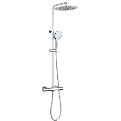 Edouard Rousseau - Colonne de Douche Thermostatique AKAMÉ - Certifiée NF - Douchette 3 Jets Économie d’Eau - Corps Froid Sécurité 38°C - Chromé