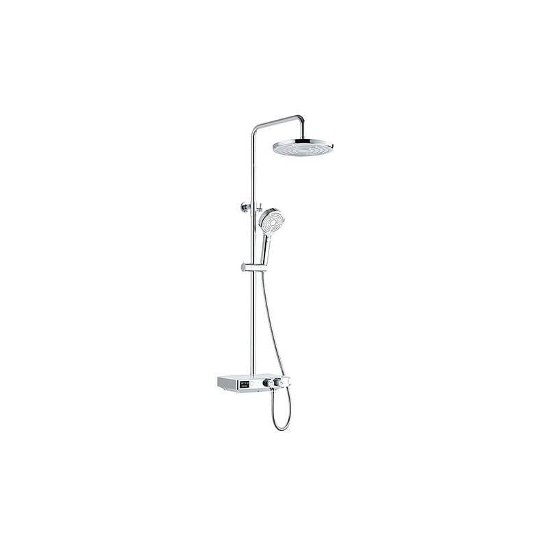 Colonne de douche thermostatique ekogest avec tablette, écran de contrôle de la température et de la consommation - Chromé - Edouard Rousseau