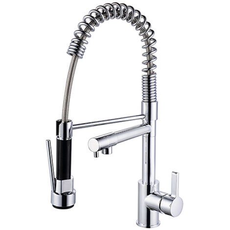 Edouard Rousseau – Mitigeur de cuisine ATHENA – Douchette mobile avec jet pluie – Corps en laiton – Hauteur sous bec 20mm – Flexible inox durable