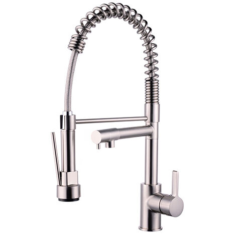 Edouard Rousseau – Mitigeur de cuisine STOLI – Inox – Bec mobile avec jet pluie et aérateur – Cartouche céramique 35mm – Hauteur sous bec 92mm