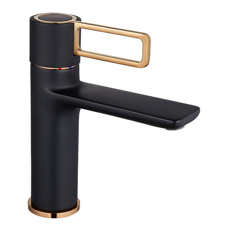 Edouard Rousseau - Mitigeur Lavabo ESTIC - Noir / Rose Gold