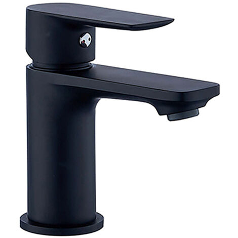 Edouard Rousseau – Mitigeur lavabo NAYAK noir – Cartouche céramique Ø 35 mm – Aérateur réducteur de débit amovible – Hauteur 137 mm, hauteur sous bec 80 mm