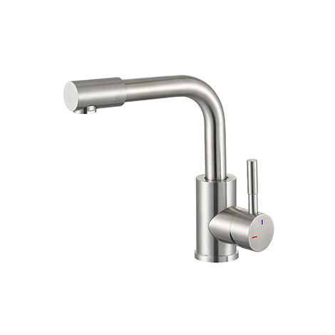 Edouard Rousseau – Mitigeur lavabo YLUS inox – Cartouche céramique Ø 35 mm – Économie d’eau jusqu’à 50 % – Bec fixe – Hauteur 220 mm – Saillie 160 mm