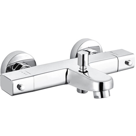 Edouard Rousseau – Mitigeur Thermostatique Bain-Douche NIX Chromé – Cartouche Thermostatique – Aérateur Grand Débit – Bouton Éco-Stop – Entraxe 150 mm