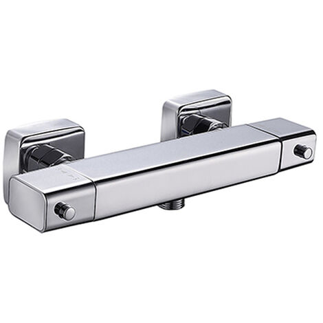 Edouard Rousseau – Mitigeur Thermostatique Douche KASAI Chromé – Cartouche Thermostatique – Bouton Éco-Stop – Corps Froid – Entraxe 150 mm