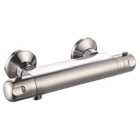 Edouard Rousseau – Mitigeur Thermostatique Douche VOLGA Inox – Cartouche Thermostatique – Bouton Éco-Stop – Sécurité Anti-Brûlure – Entraxe 150 mm