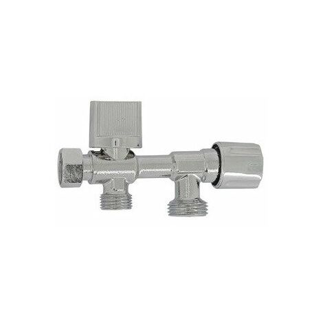 Edouard Rousseau – Robinet d'arrêt 3 voies en laiton pour douchette WC – Raccords standards 3/8 et 1/2 – Installation facile – Contrôle d'arrivée d'eau