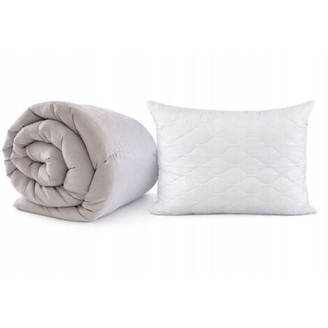 Edred贸n 160x200cm Acolchado C谩lido Todo Clima GRIS-BLANCO + almohada 50x60