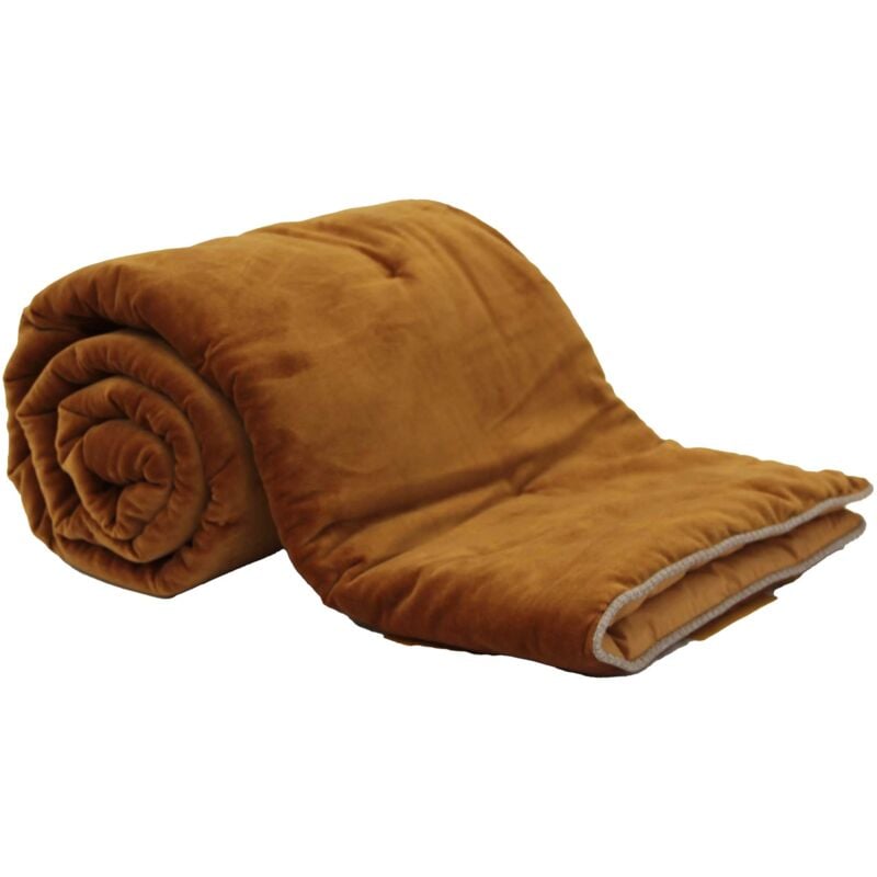 Edredon 2 faces velours et coton gold garni 80 x 200 cm