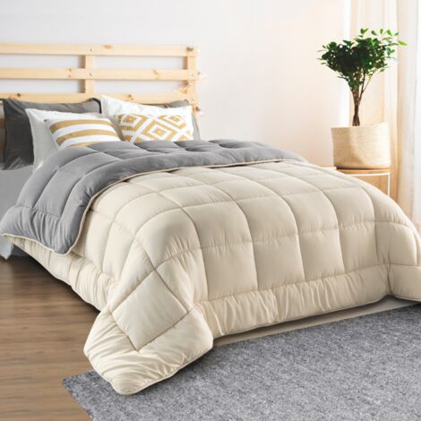 Edredón 220x240 CM ZOE polar biface gris y crema 400 gr