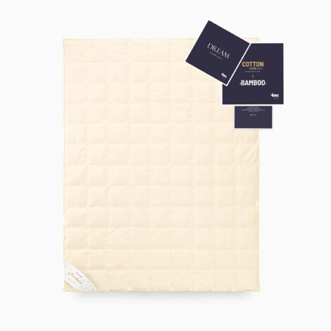 Edredón cálido AMZ Dream 220x200, plumón de ganso color crema 90%, relleno de algodón 100%, fibras de bambú