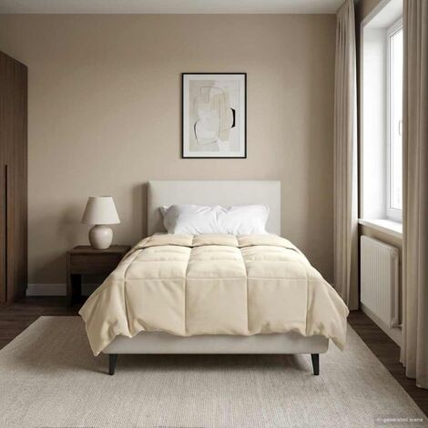 Edredón de Invierno Acolchado Crema 135 x 220 cm Microfibra