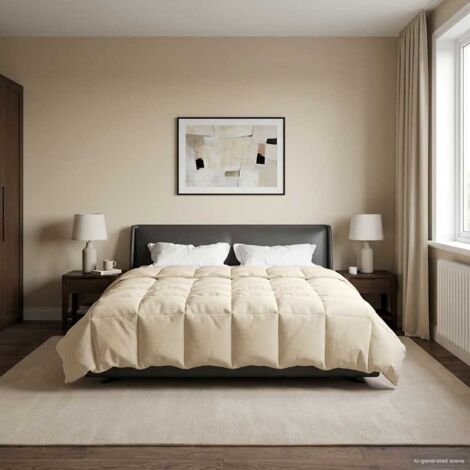 Edredón de Invierno Acolchado Crema 200 x 200 cm Microfibra