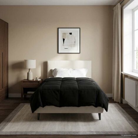 Edredón de Invierno Acolchado Negro 155 x 220 cm Microfibra