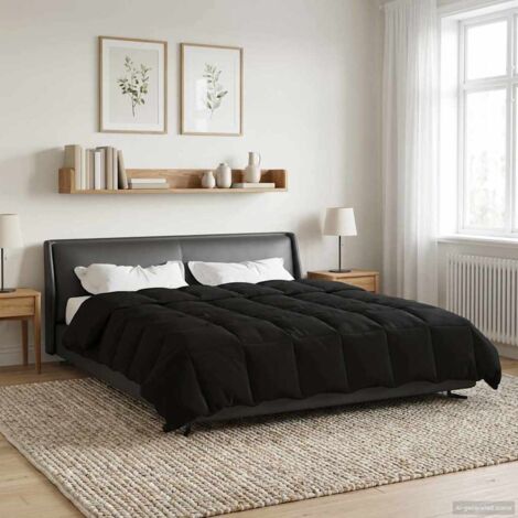 Edredón de Invierno Acolchado Negro 220 x 240 cm Microfibra