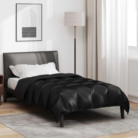 Edredón de Invierno Negro 140 x 200 cm Satén y Microfibra