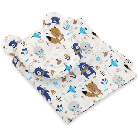 Edredón de osito de peluche con relleno y almohada contorneada - conjunto de 2 piezas - ositos de peluche azul marino