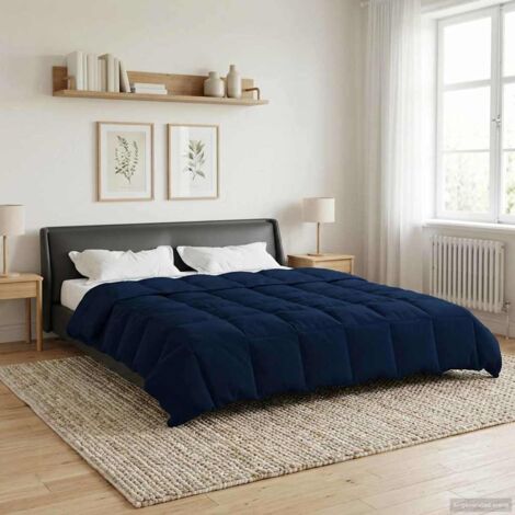 Edredón de Verano Acolchado Azul Oscuro 200 x 200 cm Microfibra