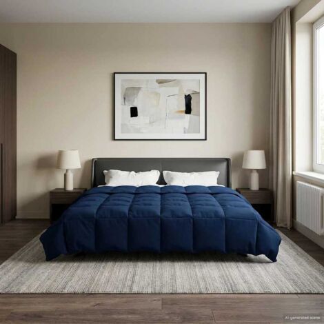 Edredón de Verano Acolchado Azul Oscuro 200 x 240 cm Microfibra