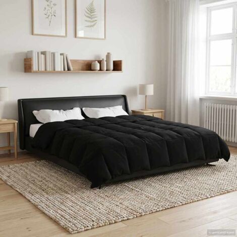 Edredón de Verano Acolchado Negro 200 x 220 cm Microfibra