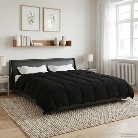 Edredón de Verano Acolchado Negro 200 x 240 cm Microfibra