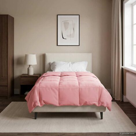 Edredón de Verano Acolchado Rosa 135 x 220 cm Microfibra