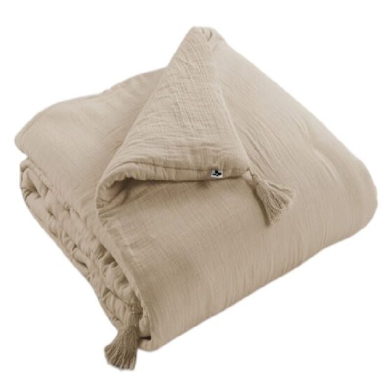 L'effet Papillon - Edredon gaze de coton 150 x 150 cm Gaia ficelle