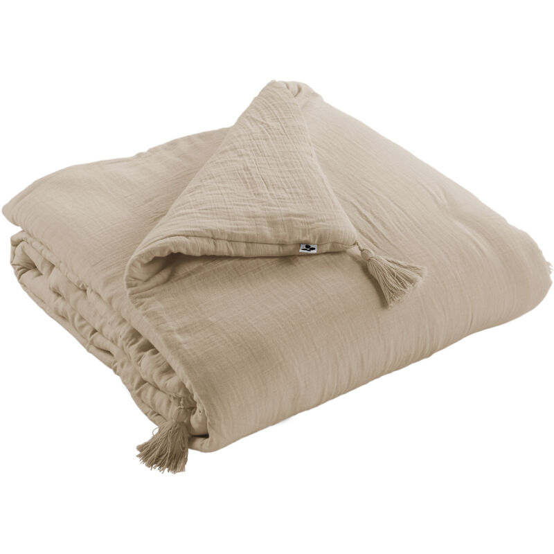 Édredon 150 x 150 cm – Double Gaze de Coton – GAÏA Ficelle