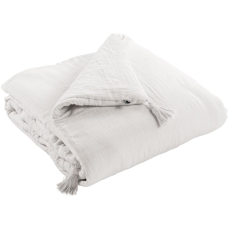 L'effet Papillon - Bout de lit gaze de coton 90 x 220 cm Chantilly Blanc