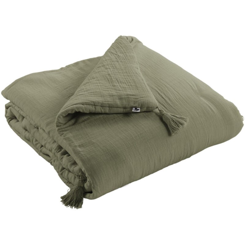 L'effet Papillon - Edredon double gaze de coton luxe 150 x 150 cm Gaia Romarin