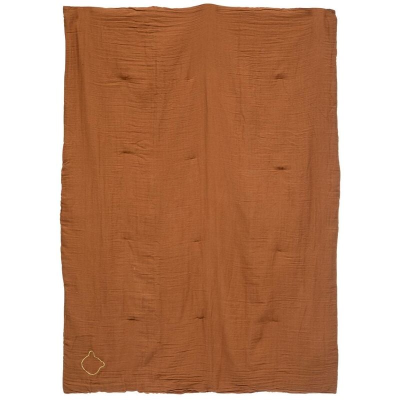 Atmosphera - Edredon Lili en gaze de coton 100x140cm marron créateur d'intérieur