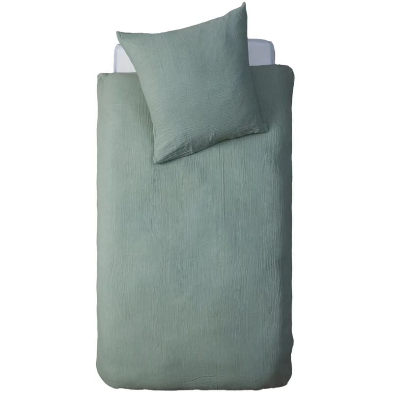 Parure De Lit Enfant Double Gaze En Coton Vert 140x200 Atmosphera For Kids