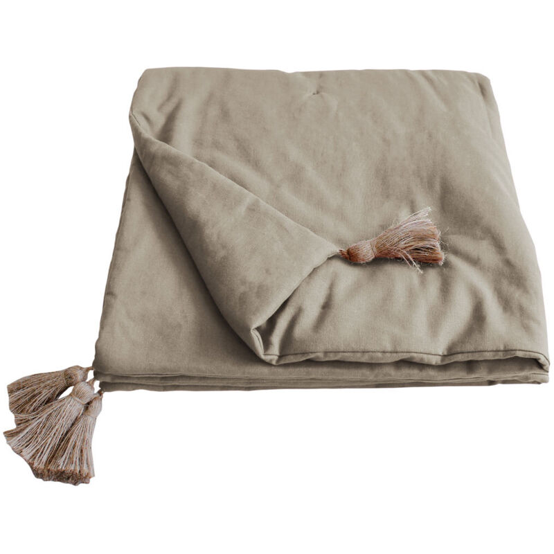 Edredon Panama avec pompons jute 90 x 190 cm - Enjoy Home