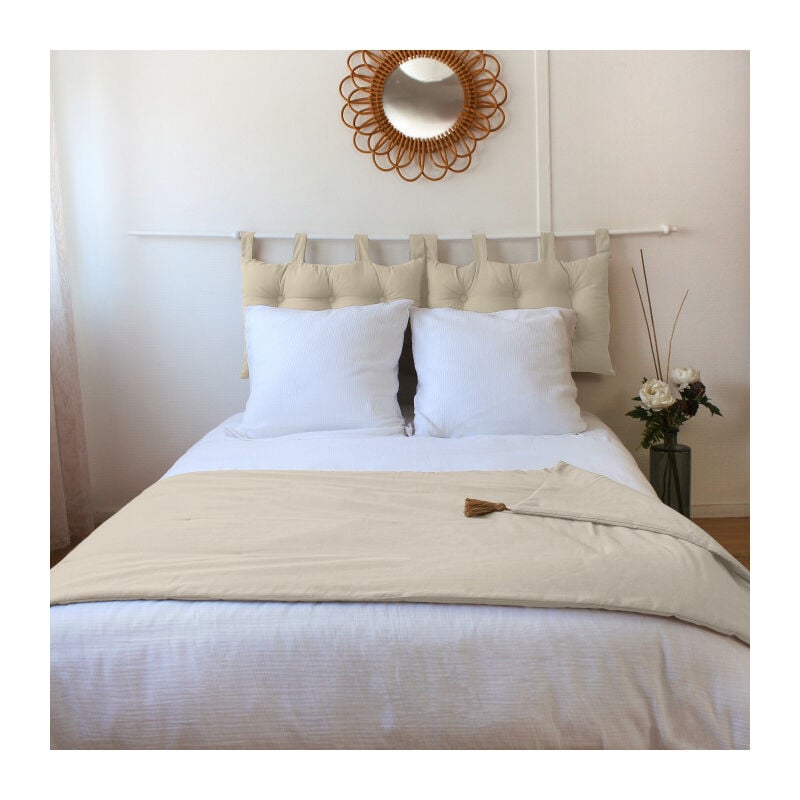 Edredon à Pompons matelassé 90 x 190 cm Ecru - 90x190cm - Ecru