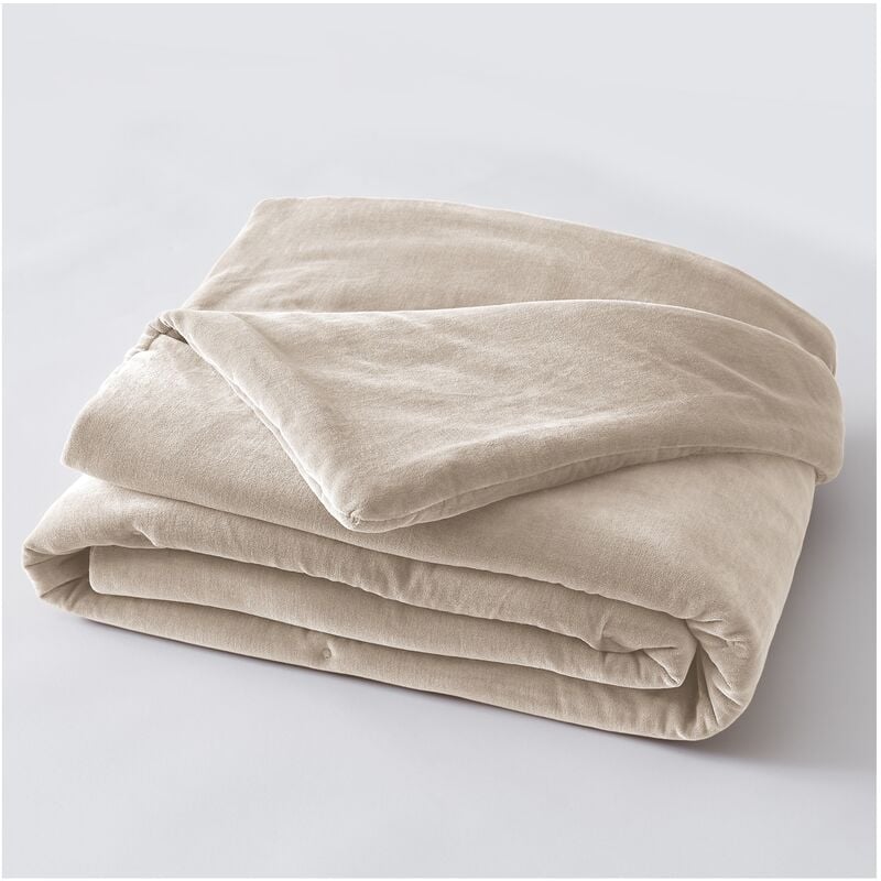 Edredon velours de coton Cesar beige