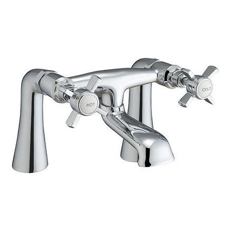 Edwardian Traditional Design Chrome Cross Head Deck Mounted Bath Filler Tap