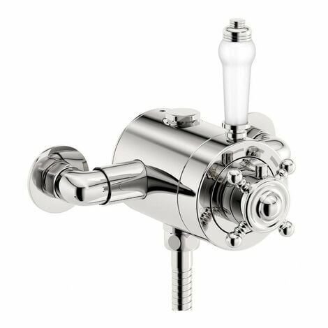 BUYAPARCEL Edwardian Traditional Dual Control Thermostatic Exposed Shower Mixer Valve