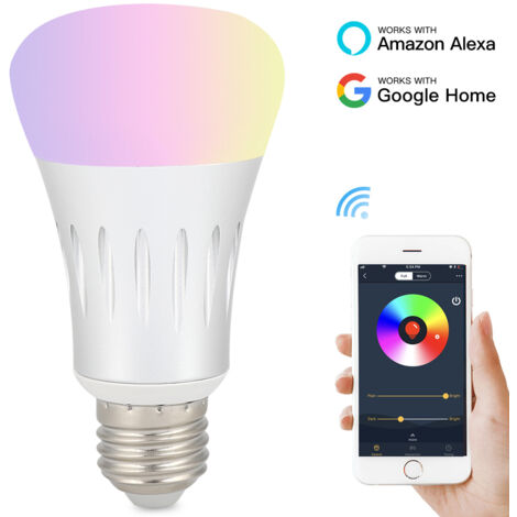 EECOO E27 7W Smart-LED-Lampe, dimmbares RGB-Mehrfarbenlicht, drahtlose Wi-Fi-Steuerung