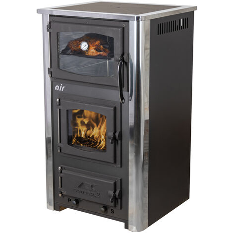 EEK A Kaminofen mit Backfach und Herdplatte ABC Concept 2 Air Mini Mehrfachbelegung Holzofen 10 kW Kamin Ofen Holz Werkstattofen Schwedenofen Hüttenofen Heizofen Holzofen