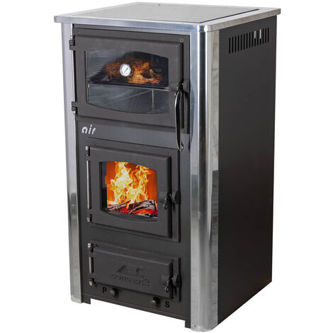 EEK A Kaminofen mit Backfach und Herdplatte mit Glaskeramik ABC Concept 2 Air Mini Mehrfachbelegung Holzofen 10 kW Kamin Ofen Holz Werkstattofen Schwedenofen Hüttenofen Heizofen Holzofen