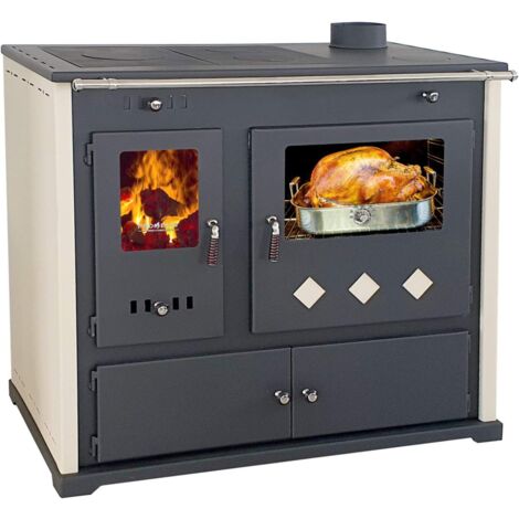 EEK A+ Kaminofen mit Backfach und Herdplatte Practik Lux Holzofen 9,5 kW Kamin Ofen Dauerbrandofen Werkstattofen Schwedenofen Hüttenofen Heizofen