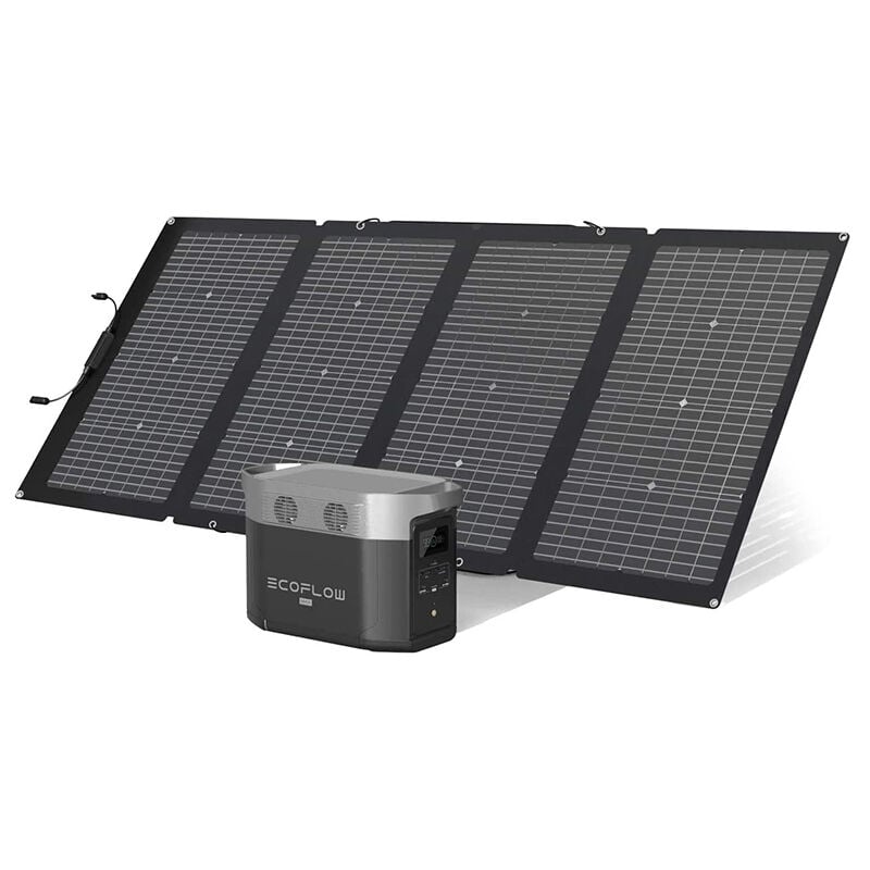 Ecoflow - ef Delta Max (2000) Solar Generator 2016Wh with 220W Solar Panel, 4 x 2400W (4600W Surge) ac Outlets, Portable Power Station for Home