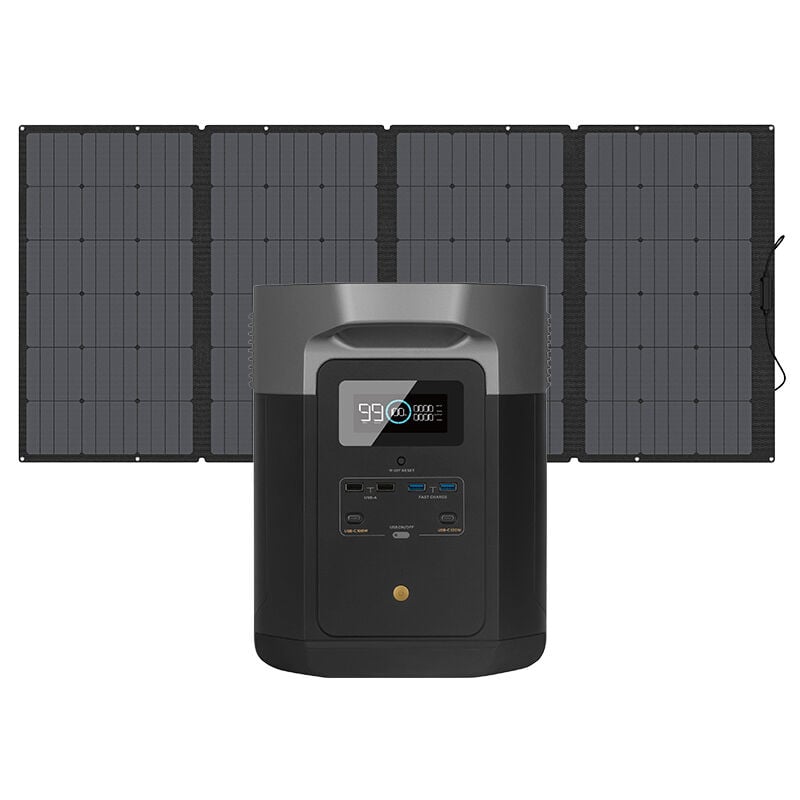 EF ECOFLOW Delta Max (2000) Solar Generator 2016Wh with 400W Portable Solar Panel, 4 X 2400W (4600W Surge) AC Outlets, Portable Power Station for