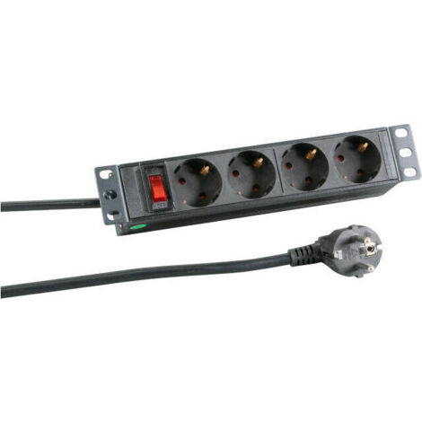 EFB-ELEKTRONIK EK631DE.11 - REGLETA DE 10'' (4 ENCHUFES CEE 7/3, CON INTERRUPTOR, ALUMINIO), COLOR NEGRO