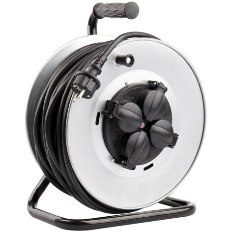 Efectoled – Enrouleur électrique 50m 4 prises IP44 – Charge 3200W – Câble H07RN-F 3x1,5mm² – Sécurité enfants et protection contre surcharges