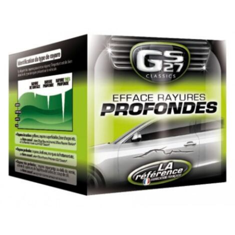 Efface rayures profondes – Formule active avec microparticules lissantes – Pour tous types de vernis – Application facile avec microfibre – Gs27