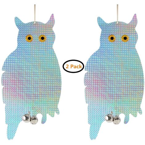 Effaroucheur d'Oiseaux Hibou Réfléchissant Holographique - Répulsif Anti-Oiseaux pour Jardin