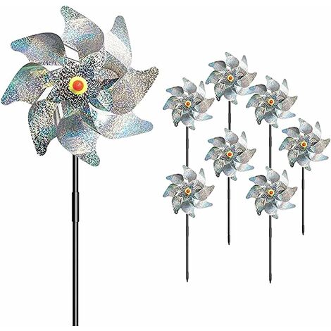 Effaroucheur Oiseaux élement décoratif de jardin,8 Pièces Anti-Oiseaux Moulin à Vent,pour Protéger Le Jardin, Verger et Cour Intérieure
